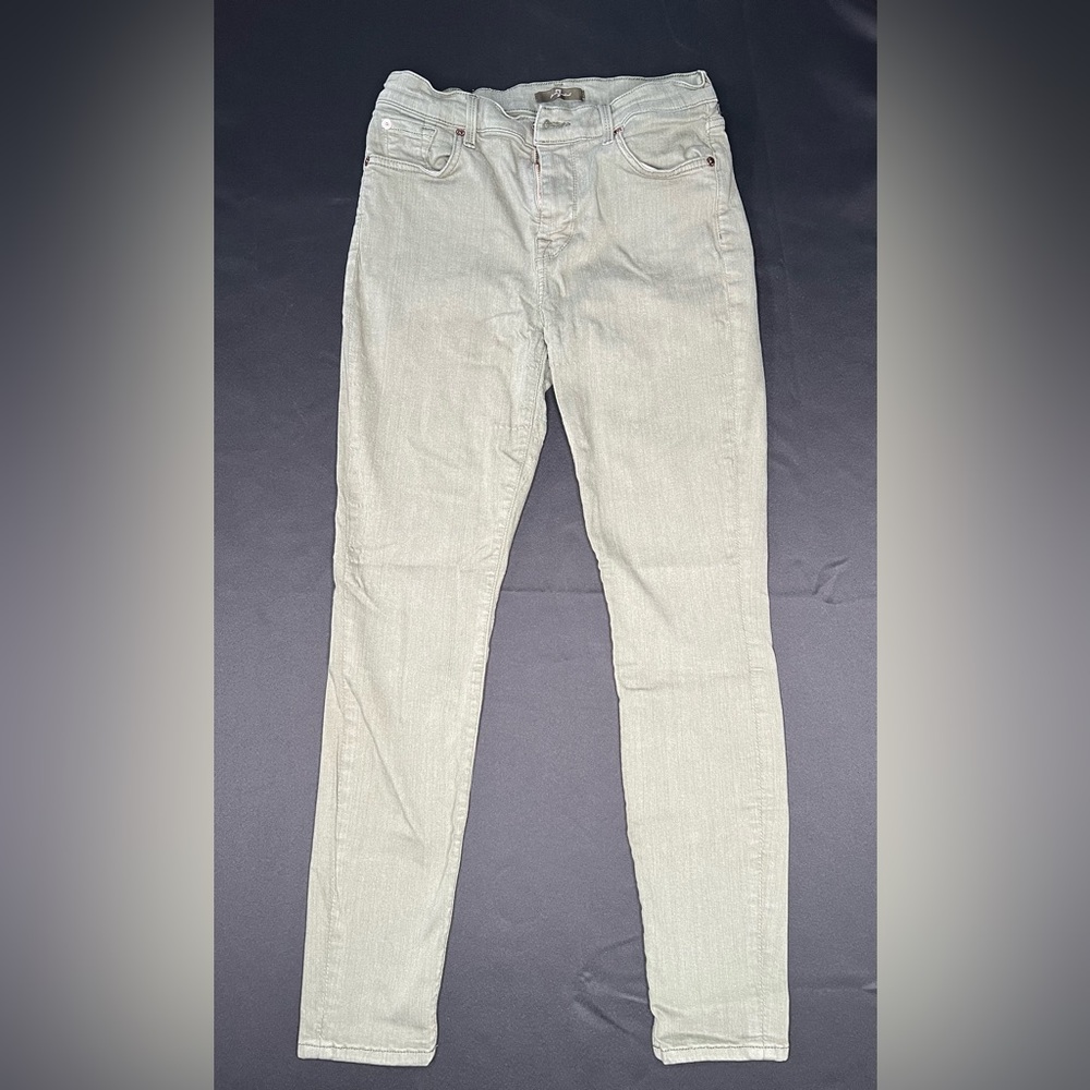 7 For All Mankind Women's Light Gray Skinny Jeans